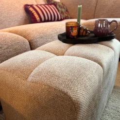 Hocker chenille - beige - 38x66x38 cm