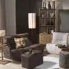 Hocker chenille - donkerbruin -38x66x38 cm