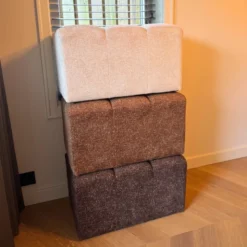 Hocker chenille - donkerbruin -38x66x38 cm