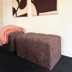 Hocker chenille - donkerbruin -38x66x38 cm