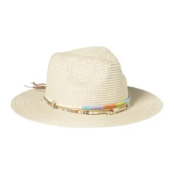 Hoed met kralen - beige/multikleur