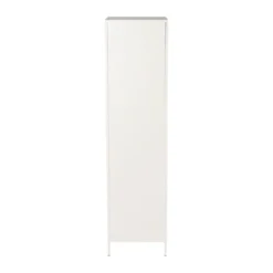 Hoge kast Luca met geribbeld glazen deurtje - offwhite - 160x42x40 cm