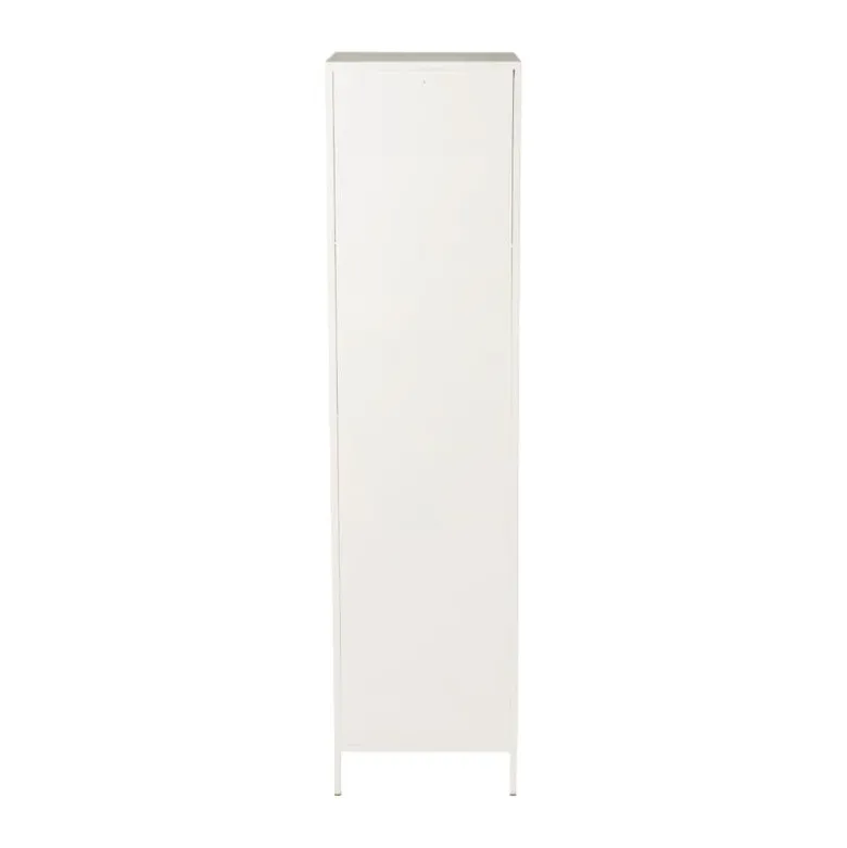 Hoge kast Luca met geribbeld glazen deurtje - offwhite - 160x42x40 cm