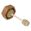 Honingpot met honinglepel - glas/bamboe - 9.6x9.9x5 cm