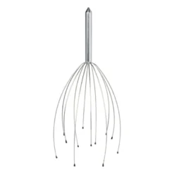 Hoofd massage borstel - zilverkleurig - 6x6x25 cm