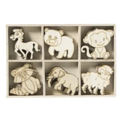 Houten dieren - bruin - set van 36