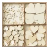 Houten hartjes in kistje - 16x16x2 cm