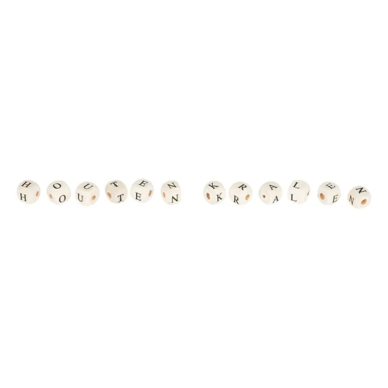 Houten kralen alfabet - naturel - circa 90 stuks
