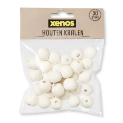 Houten kralen - naturel - 30 stuks