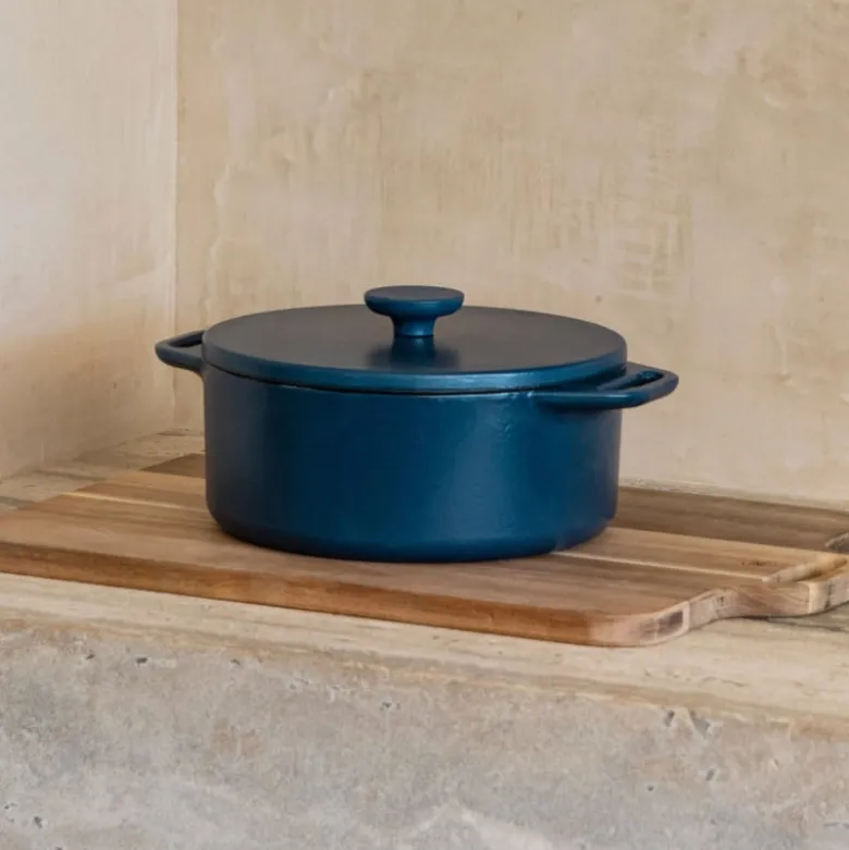 Hugo Kennis braadpan met deksel - gietijzer - blauw/zwart - ø24 cm