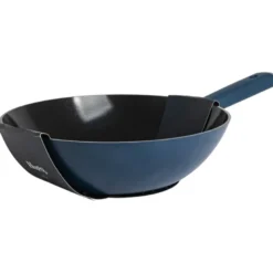 Hugo Kennis wokpan - blauw/zwart - ø28x8 cm