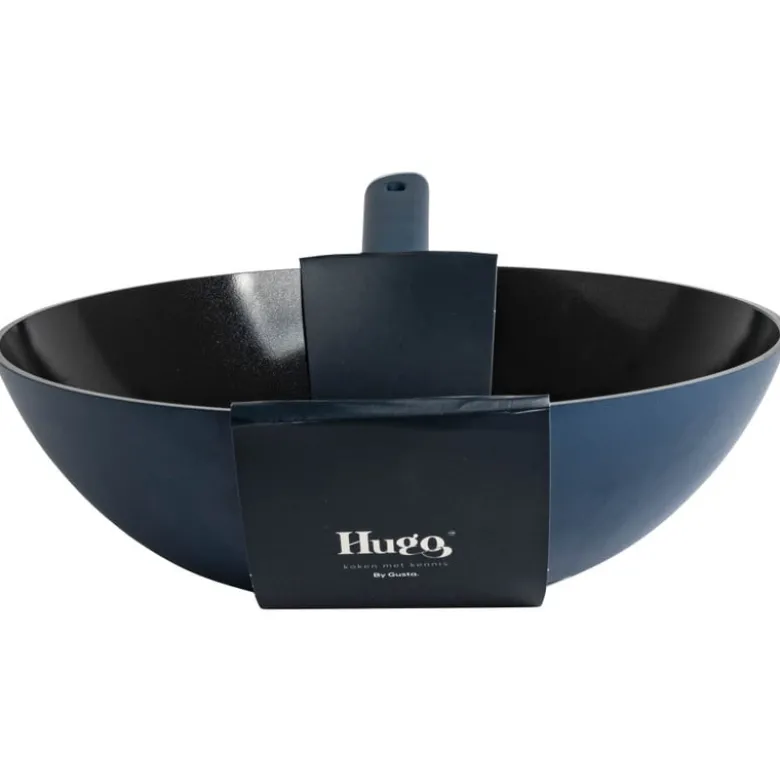 Hugo Kennis wokpan - blauw/zwart - ø28x8 cm