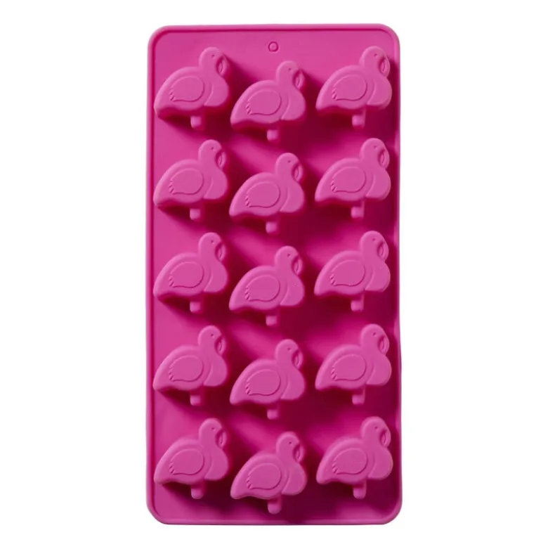 Ijsblokjesvorm flamingo - roze - 10 ijsblokjes