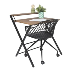 Inklapbaar bureau Leon - bruin/zwart - 84.5x81.5x70 cm
