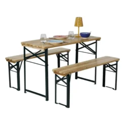 Inklapbare picknickset compact - bruin - set van 3