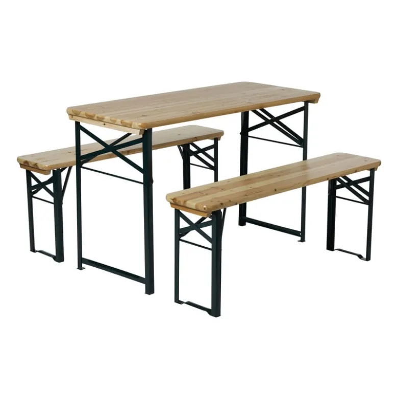 Inklapbare picknickset compact - bruin - set van 3