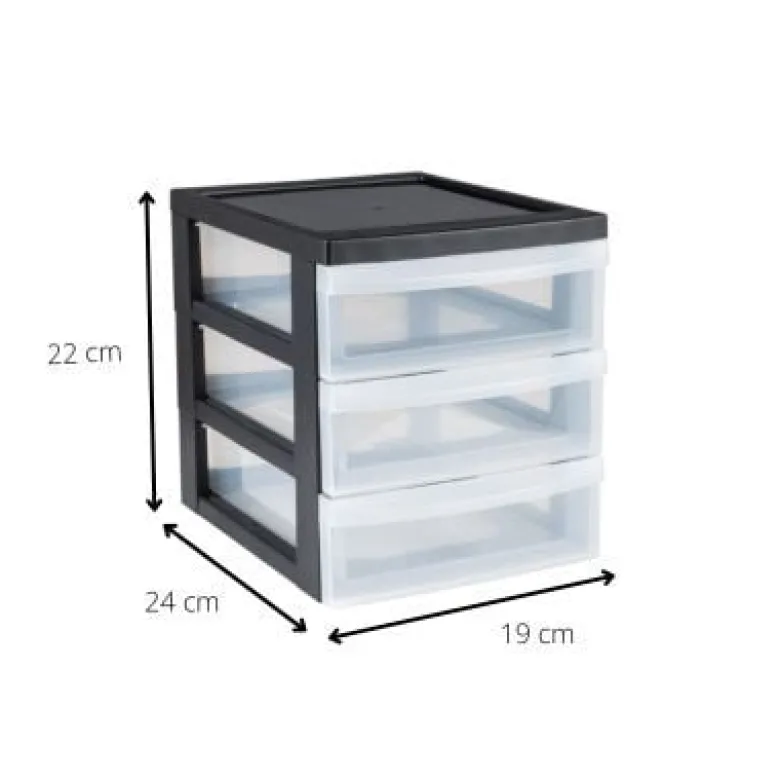 Iris ladesysteem A5 - 3 lades - zwart - 26x22x19 cm