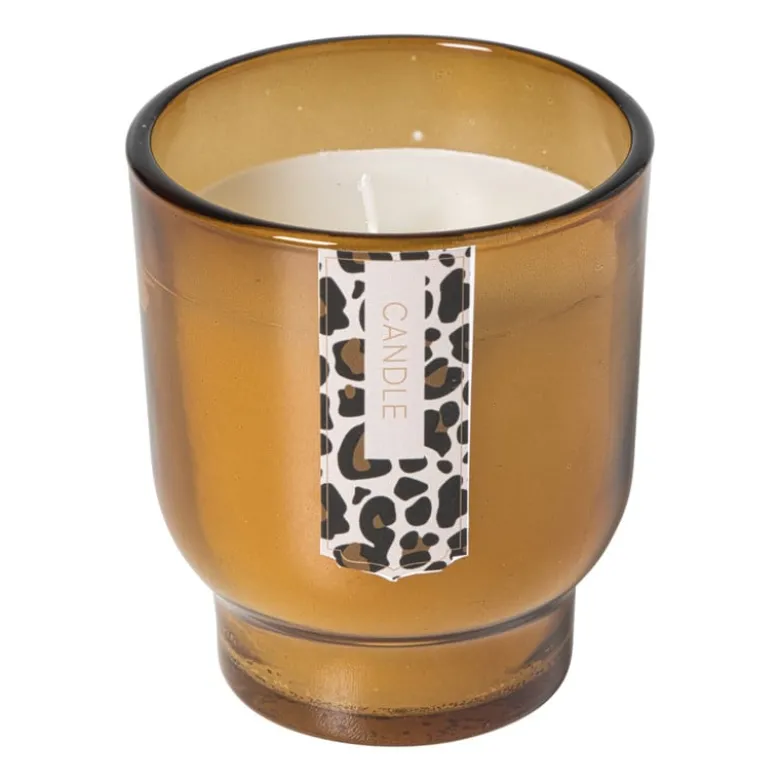 Kaars in glas - bruin - ø7.5x8.5 cm