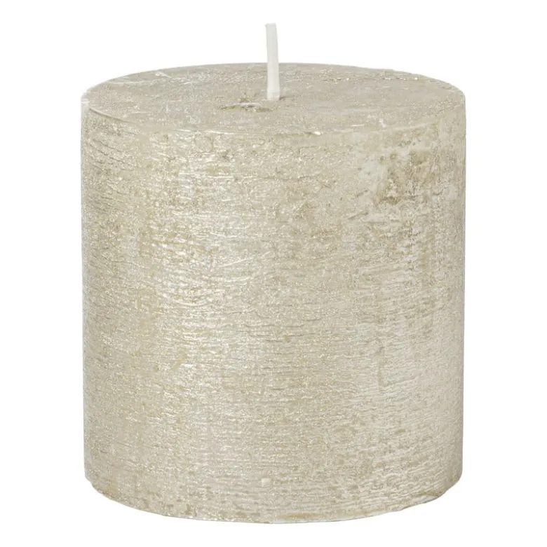 Kaars rustiek - champagne - 10x10 cm