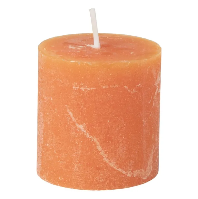 Kaars rustiek - oranje - ø7x7 cm