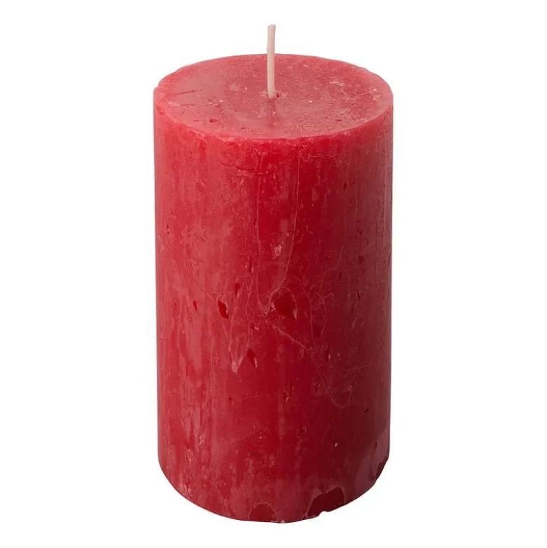 Kaars rustiek - rood - 7x12 cm