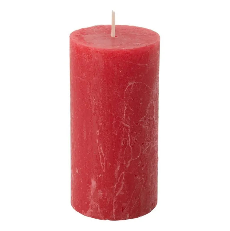 Kaars rustiek - rood - 5x10 cm