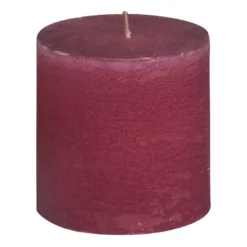 Kaars rustiek - rood - 10x10 cm