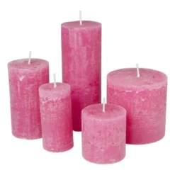 Kaars rustiek - roze - ø5x10 cm