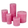 Kaars rustiek - roze - ø7x18 cm