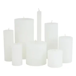 Kaars rustiek - wit - 7x7 cm