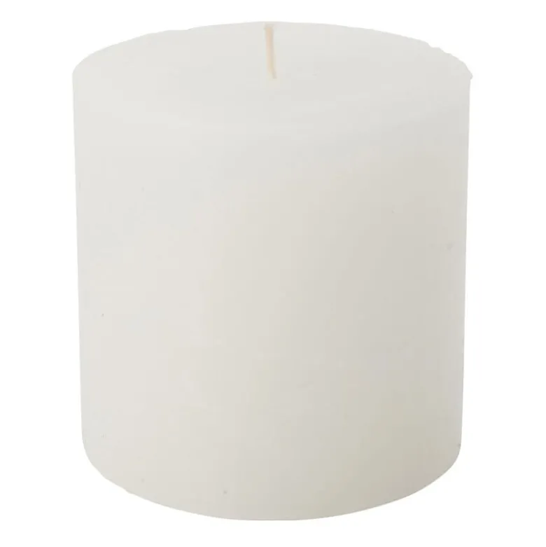 Kaars rustiek - wit - 10x10 cm