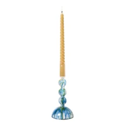 Kandelaar dipdye - blauw/wit - ø9x21 cm