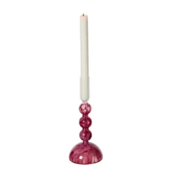 Kandelaar dipdye - rood/wit - ø9x21 cm