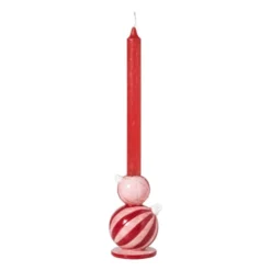 Kandelaar kerstbal groot - rood/roze - ø7.8x12.5 cm