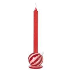 Kandelaar kerstbal klein - rood/roze - ø7.8x7.9 cm