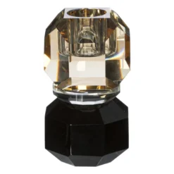 Kandelaar kristal - bruin/zwart - ø5.5x9 cm