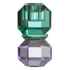 Kandelaar kristal - groen/paars - ø5.5x9 cm