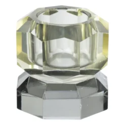 Kandelaar kristal 2-laags - geel/grijs - 4x4x4 cm