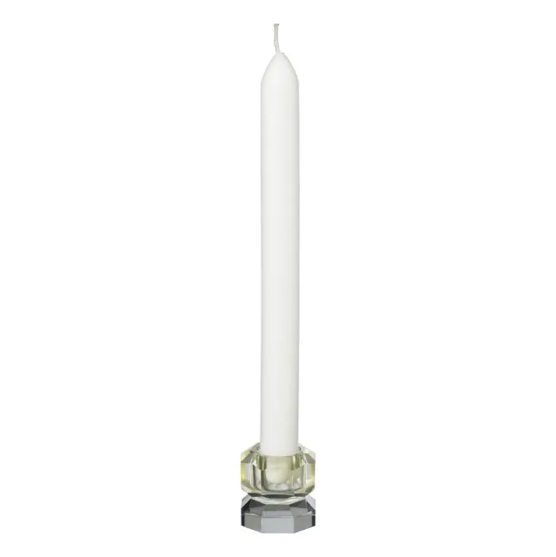 Kandelaar kristal 2-laags - geel/grijs - 4x4x4 cm