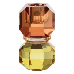 Kandelaar kristal - rood/geel - ø5.5x9 cm