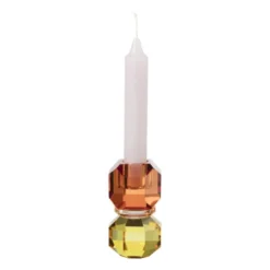 Kandelaar kristal - rood/geel - ø5.5x9 cm