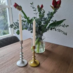 Kandelaar middel - olijfgroen - ø10x23.5 cm
