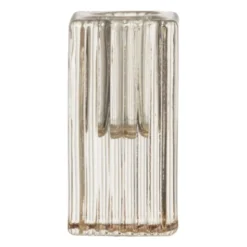 Kandelaar rib glas - helder - 4x4x8 cm