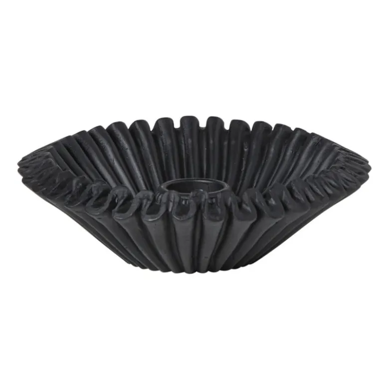 Kandelaar wave - zwart - ø13.5x4 cm
