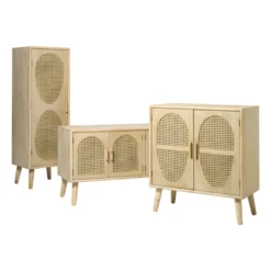Kast Flores hoog met ovalen vlakken - bruin - 125x40x37.5 cm