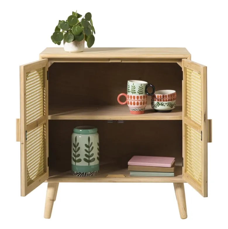 Kast Flores met ovalen vlakken - bruin - 78x70x37.5 cm