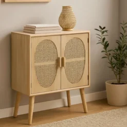 Kast Flores met ovalen vlakken - bruin - 78x70x37.5 cm