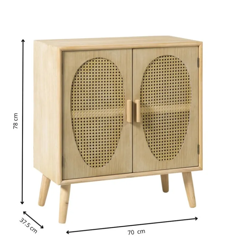 Kast Flores met ovalen vlakken - bruin - 78x70x37.5 cm
