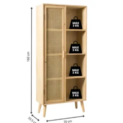 Kast Java met deurtje en vakken - bruin - 160x70x33.5 cm