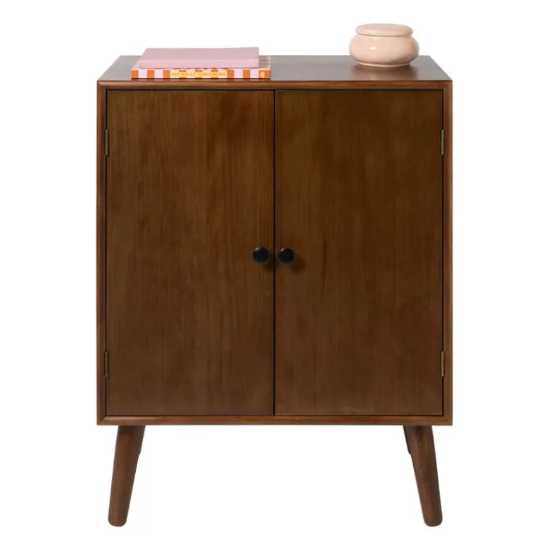 Kastje retro met 2 deuren - donkerbruin - 76x60x31.5 cm